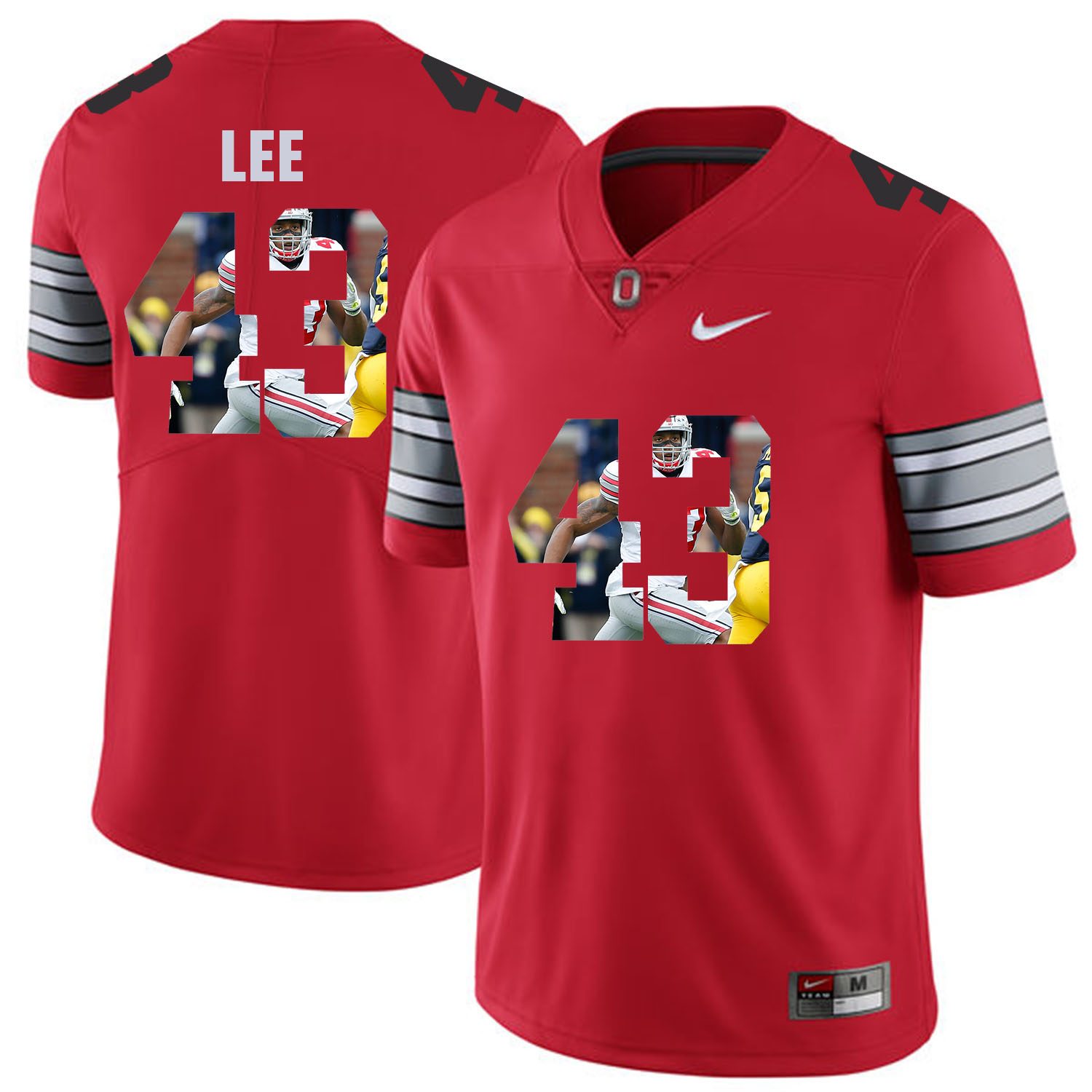 Men Ohio State #43 Lee Red Fashion Edition Customized NCAA Jerseys->->Custom Jersey